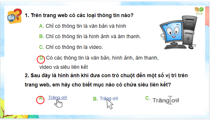 Giáo án điện tử Tin học lớp 4 Kết nối tri thức Bài 3: Thông tin trên trang web | PPT Tin học 4