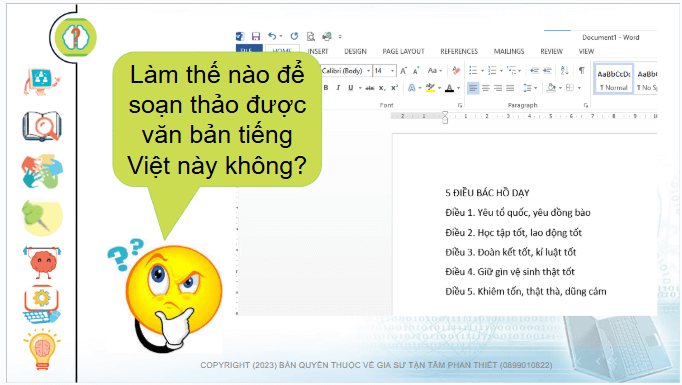 Giáo án điện tử Tin học lớp 4 Chân trời sáng tạo Bài 7: Soạn thảo văn bản tiếng việt | PPT Tin học 4
