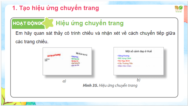 Giáo án điện tử Tin học lớp 4 Kết nối tri thức Bài 9: Hiệu ứng chuyển trang | PPT Tin học 4