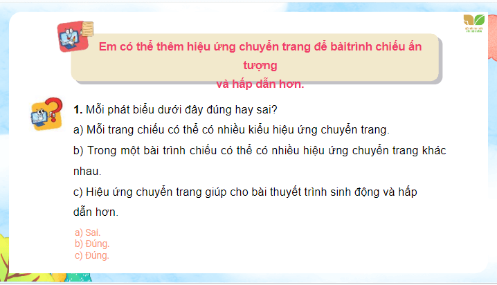 Giáo án điện tử Tin học lớp 4 Kết nối tri thức Bài 9: Hiệu ứng chuyển trang | PPT Tin học 4