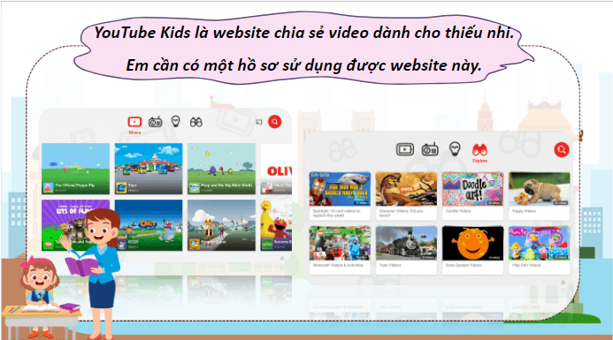 Giáo án điện tử Tin học lớp 5 Cánh diều Bài 1: Sử dụng website YouTube Kids | PPT Tin học 5