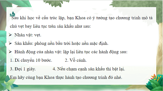 Giáo án điện tử Tin học lớp 5 Kết nối tri thức Bài 12: Thực hành sử dụng lệnh lặp | PPT Tin học 5