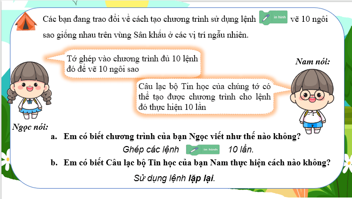 Giáo án điện tử Tin học lớp 5 Cánh diều Bài 6: Cấu trúc lặp với số lần biết trước | PPT Tin học 5