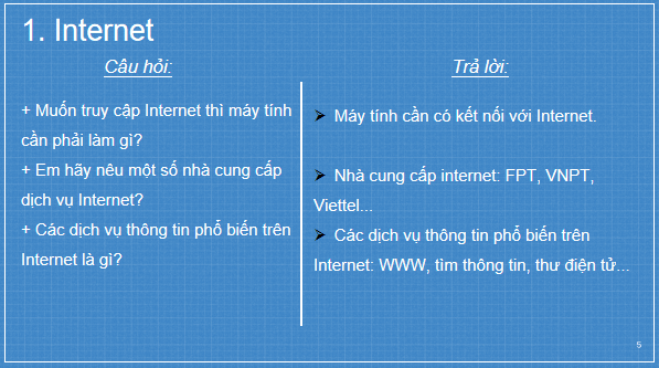 Giáo án điện tử Tin 6 Kết nối tri thức Bài 5: Internet | PPT Tin học 6