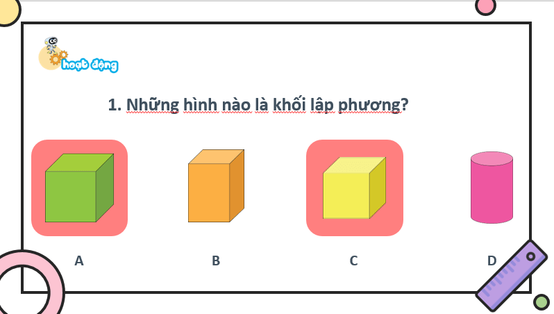 Giáo án điện tử Toán lớp 1 Bài 14: Khối lập phương, khối hộp chữ nhật | PPT Toán lớp 1 Kết nối tri thức