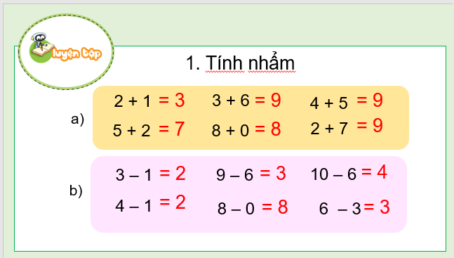 Giáo án điện tử Toán lớp 1 Bài 18: Ôn tập phép cộng, phép trừ trong phạm vi 10 | PPT Toán lớp 1 Kết nối tri thức