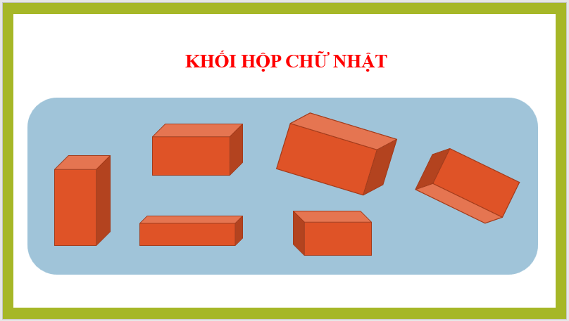 Giáo án điện tử Toán lớp 1 Khối hộp chữ nhật - Khối lập phương | PPT Toán lớp 1 Chân trời sáng tạo