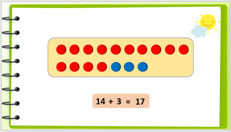 Giáo án điện tử Toán lớp 1 Phép cộng dạng 14 + 3 | PPT Toán lớp 1 Cánh diều