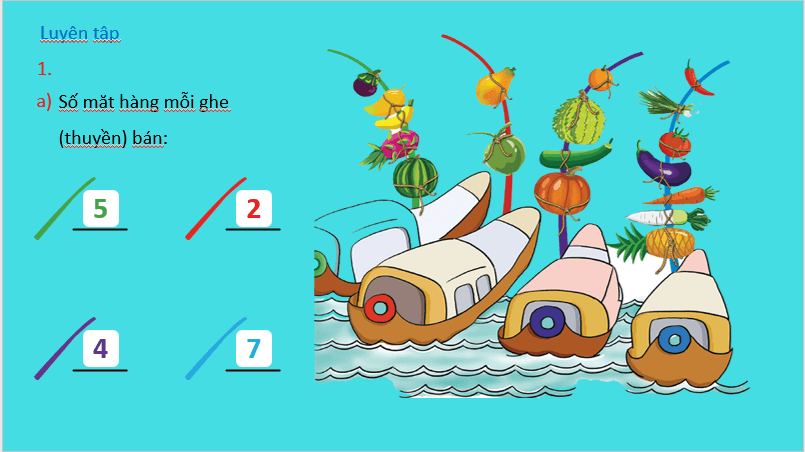 Giáo án điện tử Toán lớp 1 Thực hành và trải nghiệm: Sông nước miền Tây | PPT Toán lớp 1 Chân trời sáng tạo