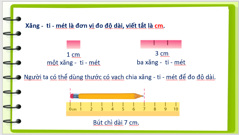 Giáo án điện tử Toán lớp 1 Xăng - ti - mét | PPT Toán lớp 1 Cánh diều