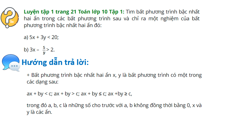 Giáo án điện tử Toán 10 Bài 1: Bất phương trình bậc nhất hai ẩn | PPT Toán 10 Cánh diều