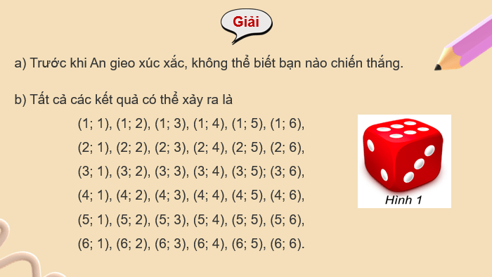 Giáo án điện tử Toán 10 Chân trời Bài 1: Không gian mẫu và biến cố | PPT Toán 10 Chân trời sáng tạo