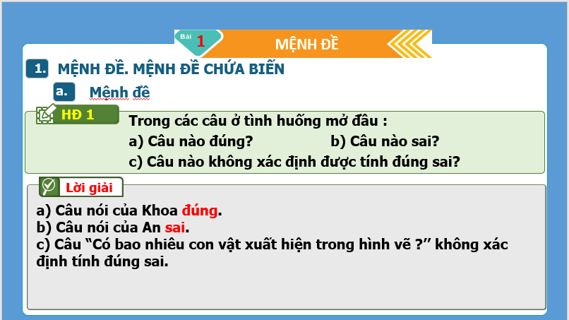 Giáo án điện tử Toán 10 Bài 1: Mệnh đề | Bài giảng PPT Toán 10