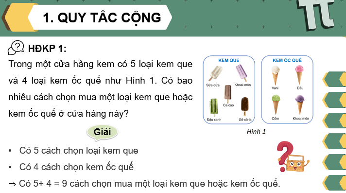 Giáo án điện tử Toán 10 Chân trời Bài 1: Quy tắc cộng và quy tắc nhân | PPT Toán 10 Chân trời sáng tạo