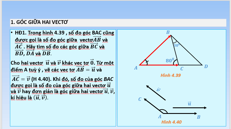 Giáo án điện tử Toán 10 Bài 11: Tích vô hướng của hai vectơ | PPT Toán 10 Kết nối tri thức