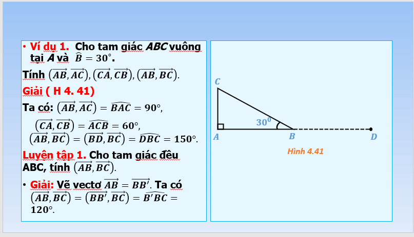 Giáo án điện tử Toán 10 Bài 11: Tích vô hướng của hai vectơ | PPT Toán 10 Kết nối tri thức