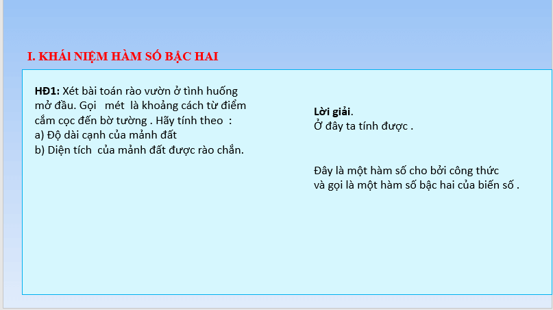 Giáo án điện tử Toán 10 Bài 16: Hàm số bậc hai | Bài giảng PPT Toán 10