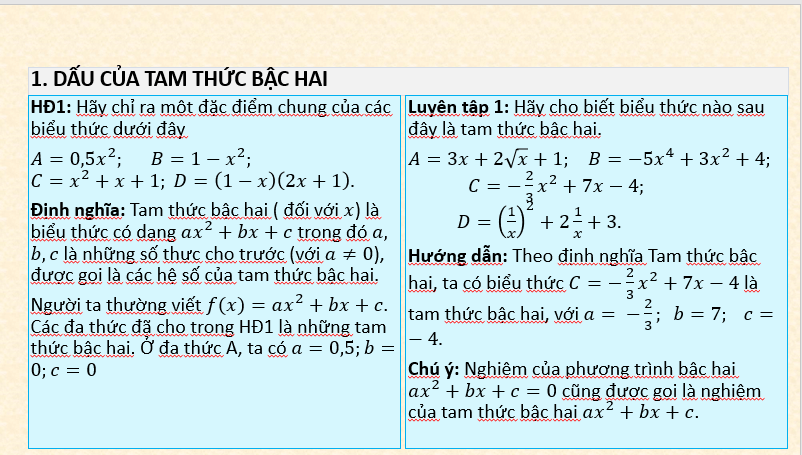 Giáo án điện tử Toán 10 Bài 17: Dấu của tam thức bậc hai | PPT Toán 10 Kết nối tri thức