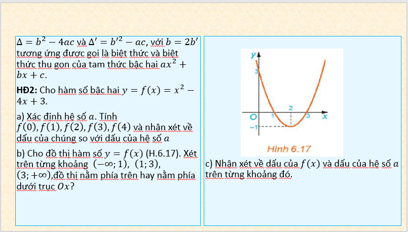 Giáo án điện tử Toán 10 Bài 17: Dấu của tam thức bậc hai | PPT Toán 10 Kết nối tri thức