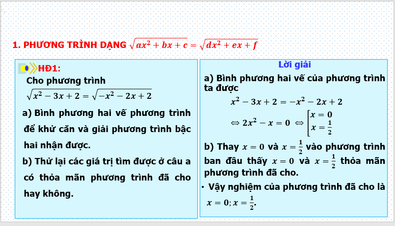 Giáo án điện tử Toán 10 Bài 18: Phương trình quy về phương trình bậc hai | PPT Toán 10 Kết nối tri thức