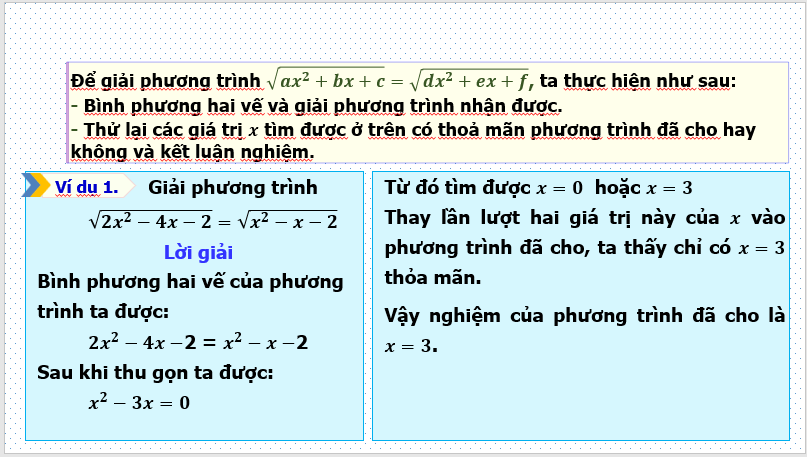 Giáo án điện tử Toán 10 Bài 18: Phương trình quy về phương trình bậc hai | PPT Toán 10 Kết nối tri thức