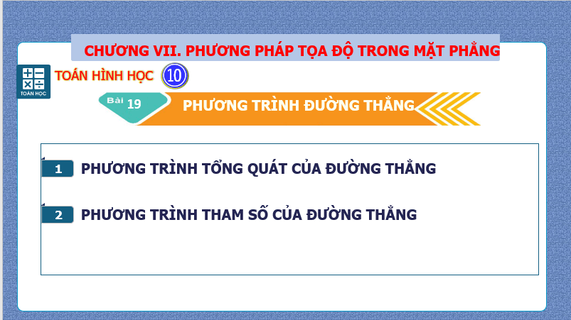 Giáo án điện tử Toán 10 Bài 19: Phương trình đường thẳng | PPT Toán 10 Kết nối tri thức