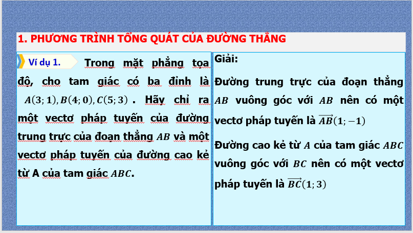 Giáo án điện tử Toán 10 Bài 19: Phương trình đường thẳng | PPT Toán 10 Kết nối tri thức