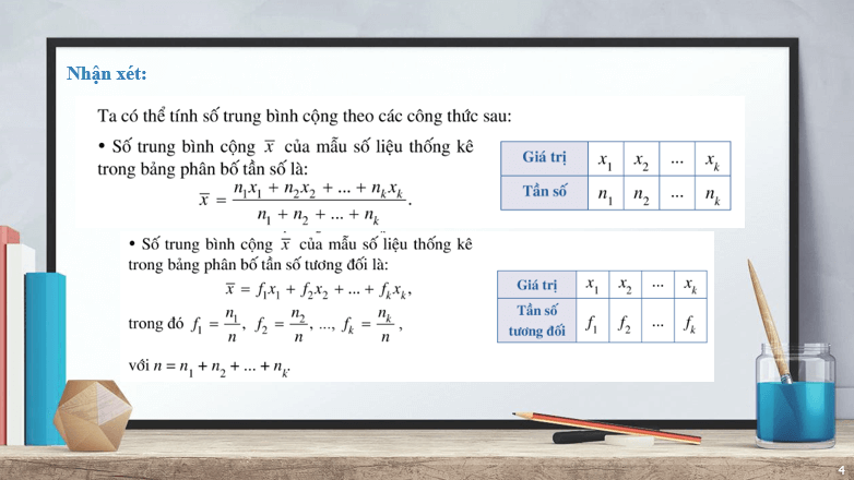 Giáo án điện tử Toán 10 Bài 2: Các số đặc trưng đo xu thế trung tâm cho mẫu số liệu không ghép nhóm | PPT Toán 10 Cánh diều