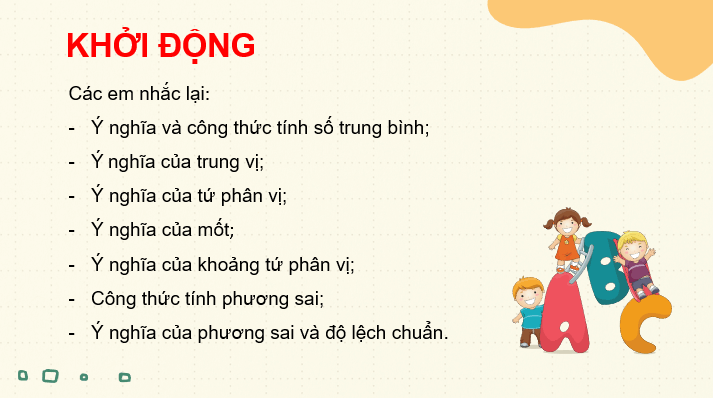 Giáo án điện tử Toán 10 Chân trời Bài 2: Dùng bảng tính để tính các số đặc trưng của mẫu số liệu thống kê | PPT Toán 10 Chân trời sáng tạo