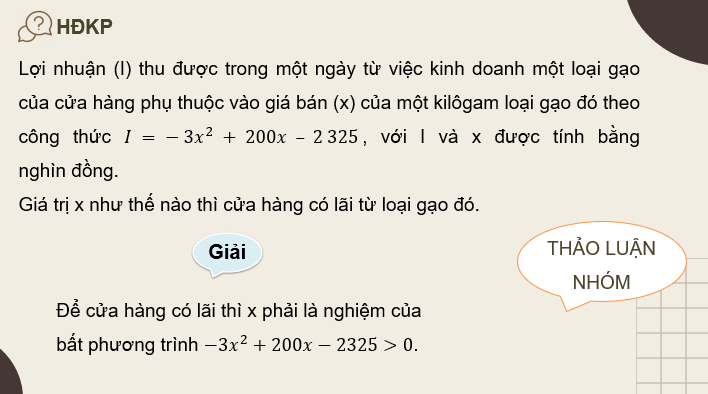 Giáo án điện tử Toán 10 Chân trời Bài 2: Giải bất phương trình bậc hai một ẩn | PPT Toán 10 Chân trời sáng tạo