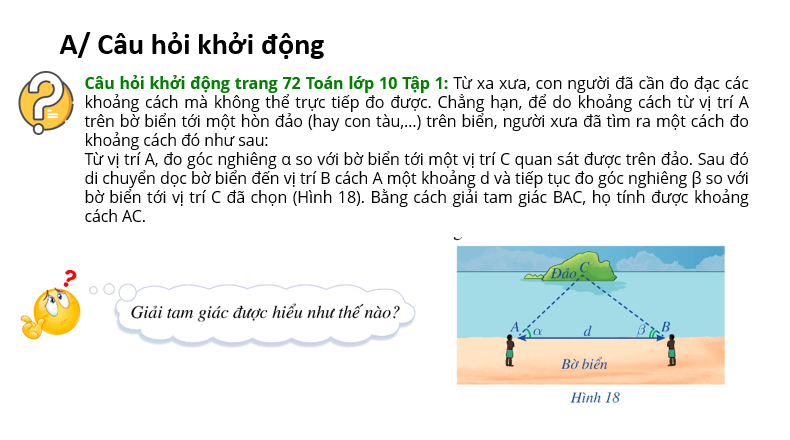 Giáo án điện tử Toán 10 Bài 2: Giải tam giác. Tính diện tích tam giác | PPT Toán 10 Cánh diều