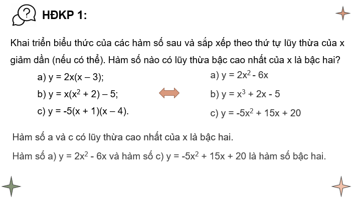 Giáo án điện tử Toán 10 Chân trời Bài 2: Hàm số bậc hai | PPT Toán 10 Chân trời sáng tạo