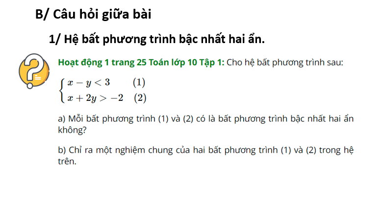 Giáo án điện tử Toán 10 Bài 2: Hệ bất phương trình bậc nhất hai ẩn | PPT Toán 10 Cánh diều