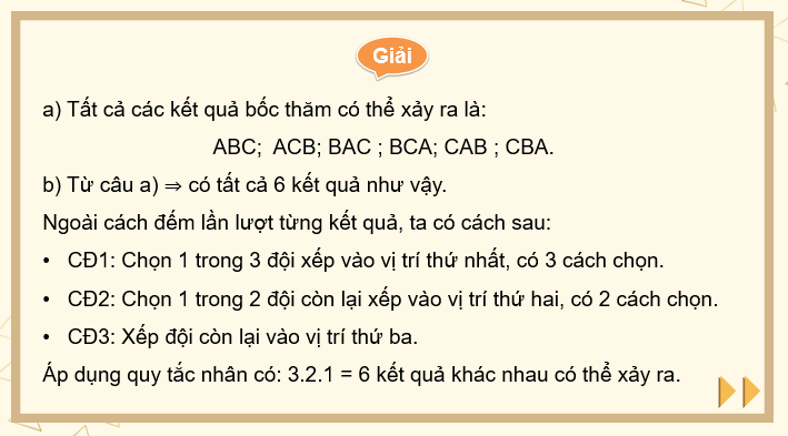 Giáo án điện tử Toán 10 Chân trời Bài 2: Hoán vị, chỉnh hợp và tổ hợp | PPT Toán 10 Chân trời sáng tạo