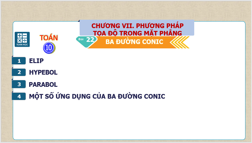 Giáo án điện tử Toán 10 Bài 22: Ba đường conic | PPT Toán 10 Kết nối tri thức