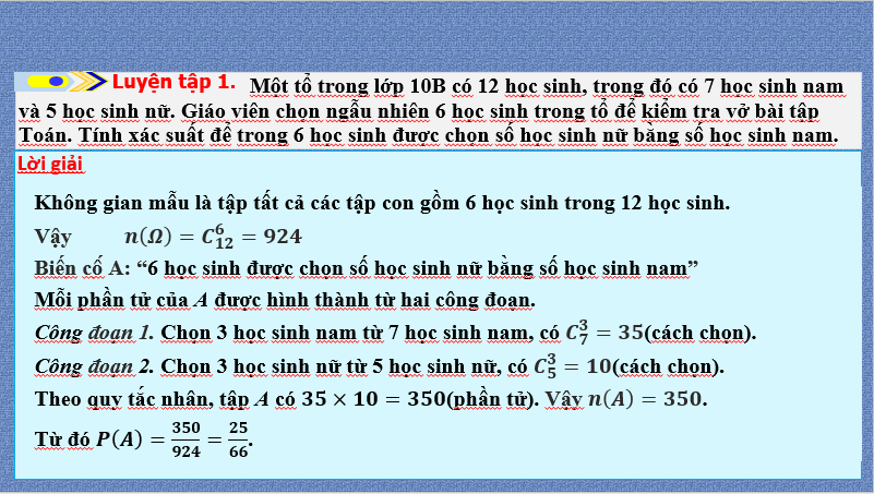 Giáo án điện tử Toán 10 Bài 27: Thực hành tính xác suất theo định nghĩa cổ điển | PPT Toán 10 Kết nối tri thức