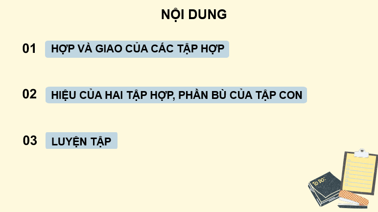 Giáo án điện tử Toán 10 Chân trời Bài 3: Các phép toán trên tập hợp | PPT Toán 10 Chân trời sáng tạo