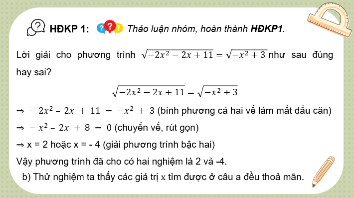 Giáo án điện tử Toán 10 Chân trời Bài 3: Phương trình quy về phương trình bậc hai | PPT Toán 10 Chân trời sáng tạo