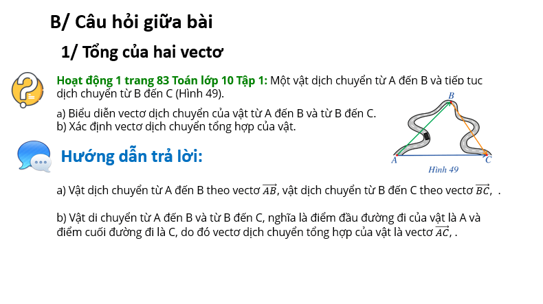 Giáo án điện tử Toán 10 Bài 4: Tổng và hiệu của hai vectơ | PPT Toán 10 Cánh diều