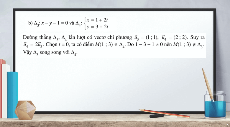 Giáo án điện tử Toán 10 Bài 4: Vị trí tương đối và góc giữa hai đường thẳng. Khoảng cách từ một điểm đến một đường thẳng | PPT Toán 10 Cánh diều