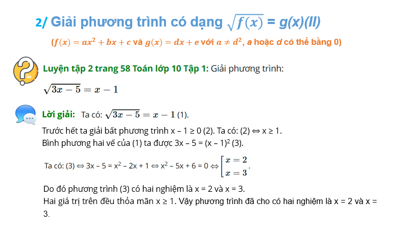 Giáo án điện tử Toán 10 Bài 5: Hai dạng phương trình quy về phương trình bậc hai | PPT Toán 10 Cánh diều