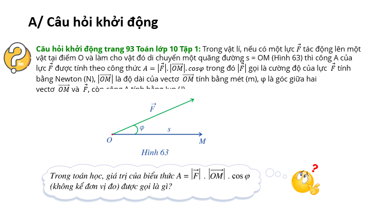 Giáo án điện tử Toán 10 Bài 6: Tích vô hướng của hai vectơ | PPT Toán 10 Cánh diều