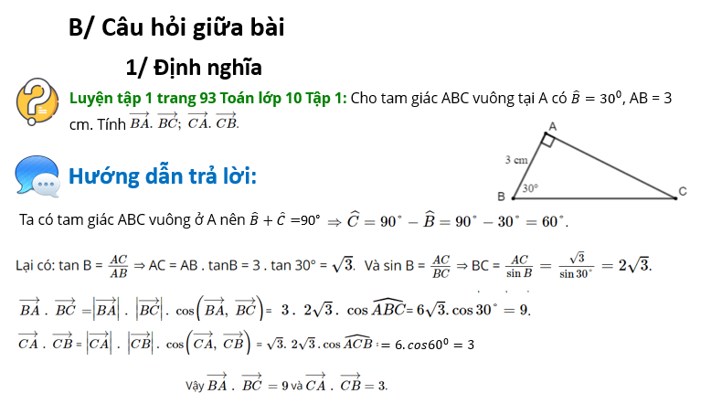 Giáo án điện tử Toán 10 Bài 6: Tích vô hướng của hai vectơ | PPT Toán 10 Cánh diều