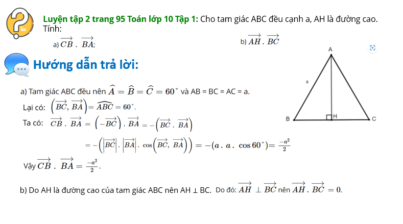 Giáo án điện tử Toán 10 Bài 6: Tích vô hướng của hai vectơ | PPT Toán 10 Cánh diều