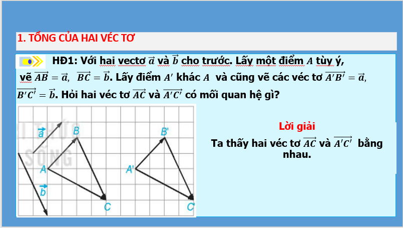 Giáo án điện tử Toán 10 Bài 8: Tổng và hiệu của hai vectơ | PPT Toán 10 Kết nối tri thức