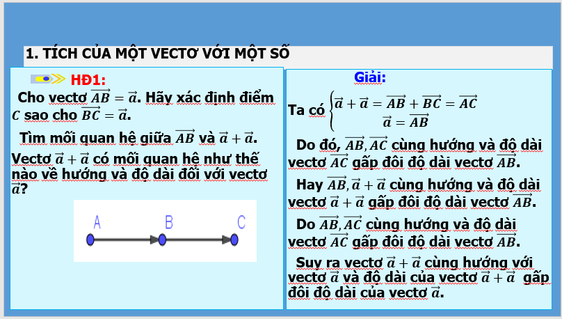 Giáo án điện tử Toán 10 Bài 9: Tích của một vectơ với một số | PPT Toán 10 Kết nối tri thức