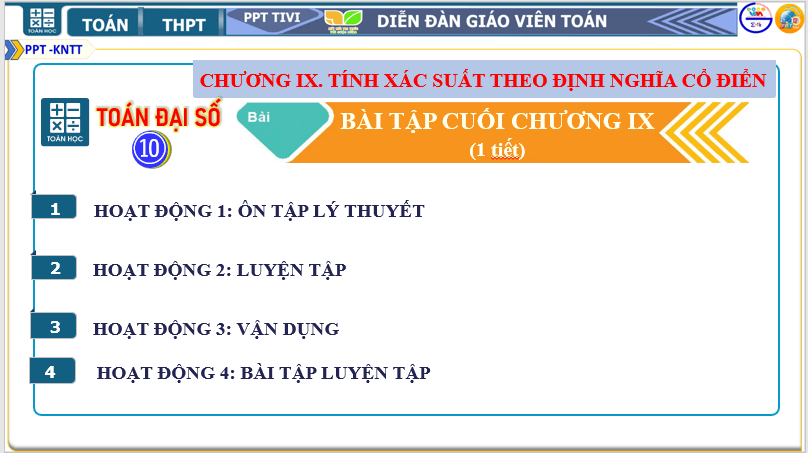 Giáo án điện tử Toán 10 Bài tập cuối chương 9 | PPT Toán 10 Kết nối tri thức