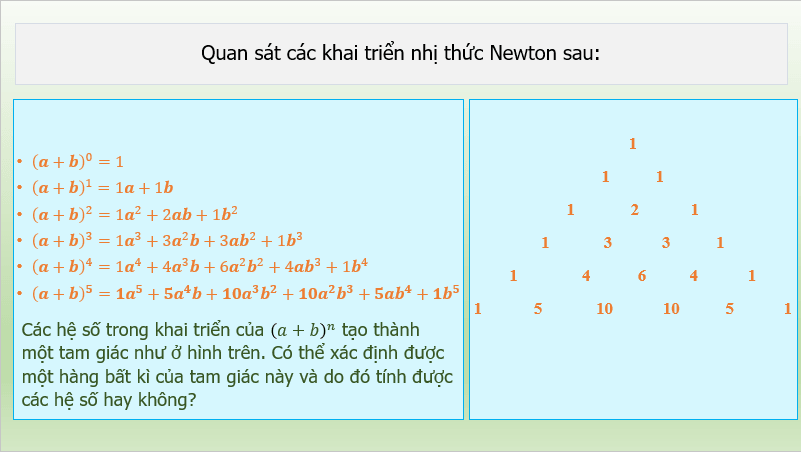 Giáo án điện tử Chuyên đề Toán 10 Kết nối Bài 4: Nhị thức Newton | PPT Chuyên đề học tập Toán 10 Kết nối tri thức