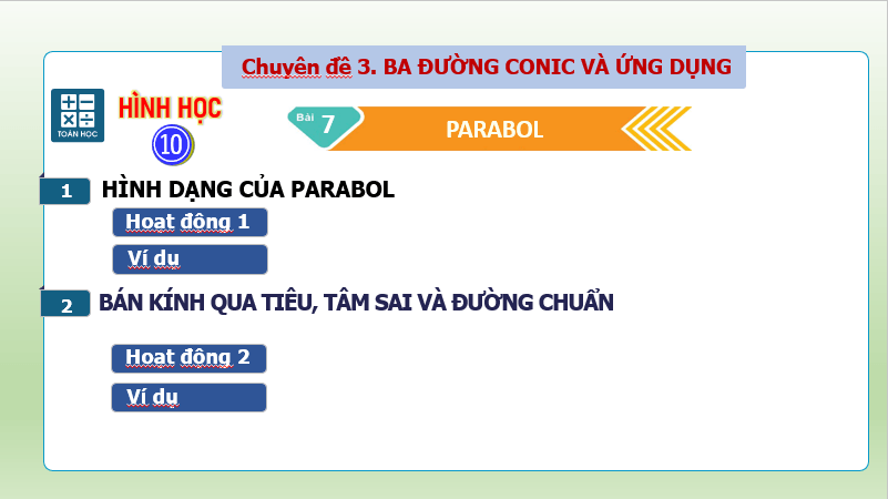 Giáo án điện tử Chuyên đề Toán 10 Kết nối Bài 7: Parabol | PPT Chuyên đề học tập Toán 10 Kết nối tri thức