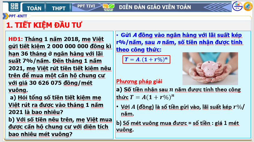 Giáo án điện tử Toán 10 Tìm hiểu một số kiến thức về tài chính | PPT Toán 10 Kết nối tri thức